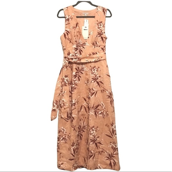 Joie Dresses & Skirts - Joie Ethelda Warm Blush Belted Floral Linen Midi Dress